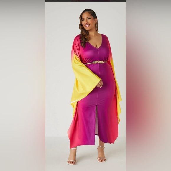 NWOT Raspberry Passions Ombre Belted Kaftan Dress - Picture 5 of 5